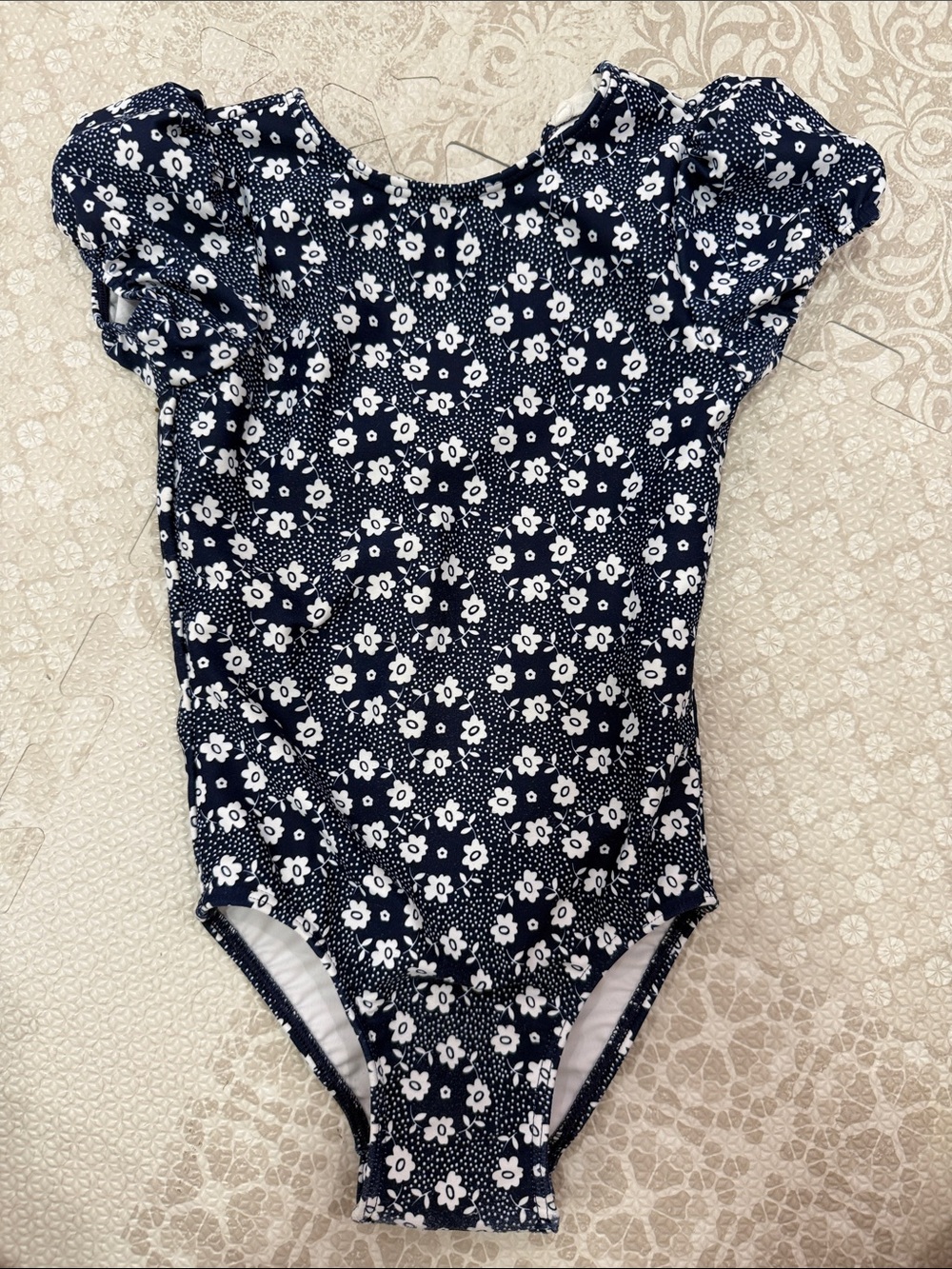 Girls' Navy & White Floral One-Piece Bodysuit